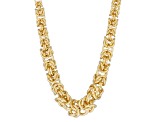18k Yellow Gold Over Bronze Graduated Byzantine 22 Inch Necklace
