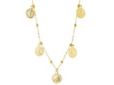 18k Yellow Gold Over Bronze Coin Charm Station 28 Inch Necklace