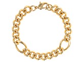 18k Yellow Gold Over Bronze Curb Station Bracelet