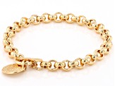 18k Yellow Gold Over Bronze Rolo Link Coin Replica Toggle Bracelet