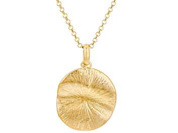 Picture of 18k Yellow Gold Over Bronze Satin Finish Wavy Pendant With Chain