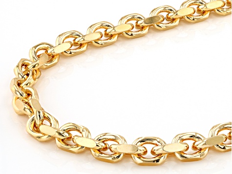 18k Yellow Gold Over Bronze Beveled Curb 20 Inch Chain