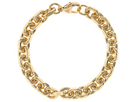18k Yellow Gold Over Bronze Beveled Curb Link Bracelet