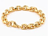 18k Yellow Gold Over Bronze Beveled Curb Link Bracelet