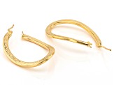 18k Yellow Gold Over Bronze Wavy Oval Greek Key Hoop Earrings