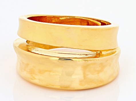18k Yellow Gold Over Bronze Diamond-Cut Band Ring