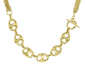 Moda Al Massimo® 18k Yellow Gold Over Bronze Puff Mariner & Multi-Row 25 Inch Toggle Necklace