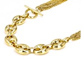 Moda Al Massimo® 18k Yellow Gold Over Bronze Puff Mariner & Multi-Row 25 Inch Toggle Necklace