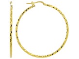 18k Yellow Gold Over Bronze Twisted Hoop Earrings Set of 3