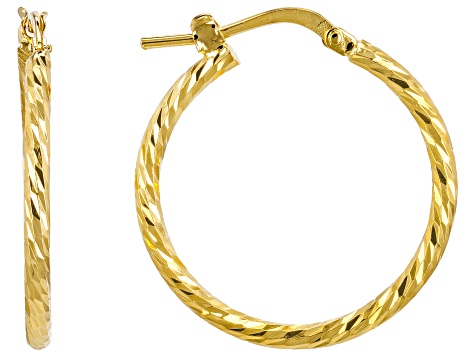 Moda Al Massimo® 18k Yellow Gold Over Bronze Twisted 1" Hoop Earrings