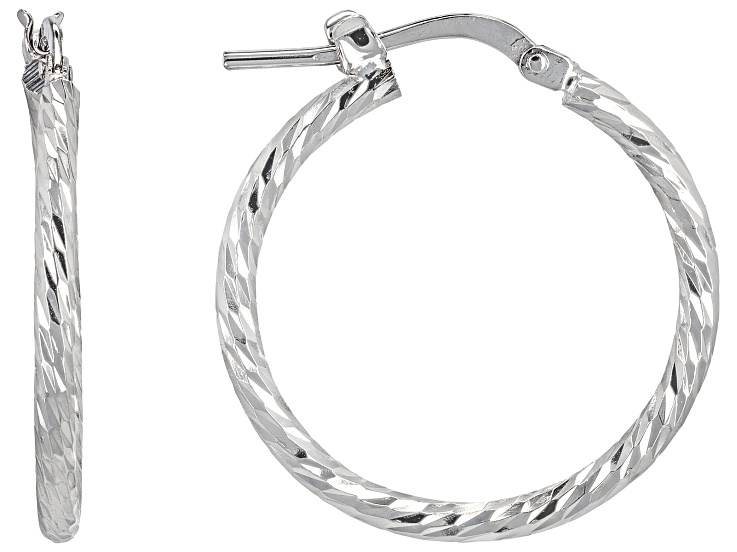 Moda Al Massimo® Platinum Over Bronze Twisted 1" Hoop Earrings