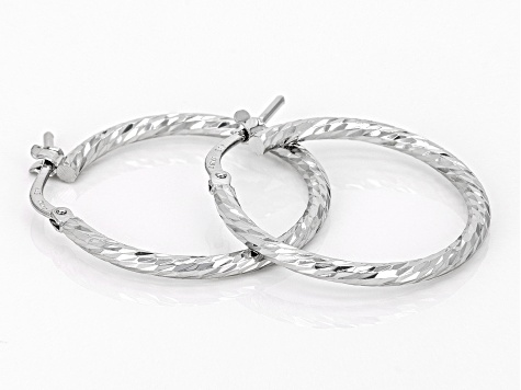 Moda Al Massimo® Platinum Over Bronze Twisted 1" Hoop Earrings