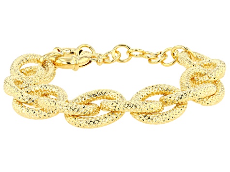 Moda Al Massimo® 18k Yellow Gold Over Bronze 18mm Textured Curb Link Bracelet