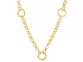 Moda Al Massimo® 18k Yellow Gold Over Bronze Rolo Link Circle Station 24 Inch Necklace