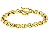 18k Yellow Gold Over Bronze 8mm Rolo Link Toggle Bracelet
