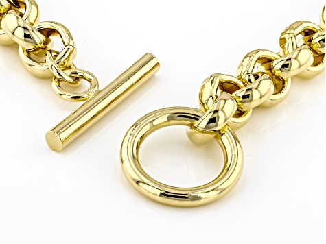 18k Yellow Gold Over Bronze 8mm Rolo Link Toggle Bracelet