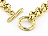 18k Yellow Gold Over Bronze 8mm Rolo Link Toggle Bracelet