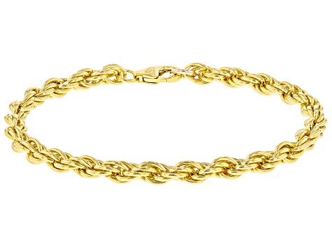 18K Yellow Gold Over Bronze 5mm Rope Link Bracelet