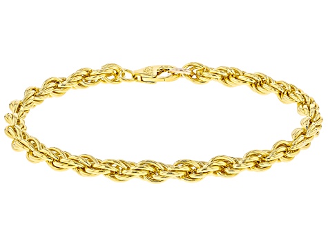 18k Yellow Gold Over Bronze 5mm Rope Link Bracelet