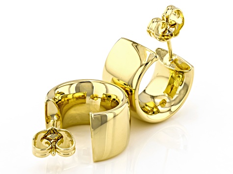 18k Yellow Gold Over Bronze 5/8" Hoop Earrings