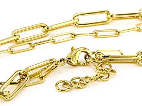 18k Yellow Gold Over Bronze Multi-Row Paperclip Link 22 Inch Necklace