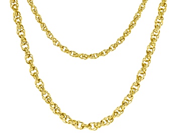 Picture of 18k Yellow Gold Over Bronze Multi-Row Rolo Link 21 Inch Necklace