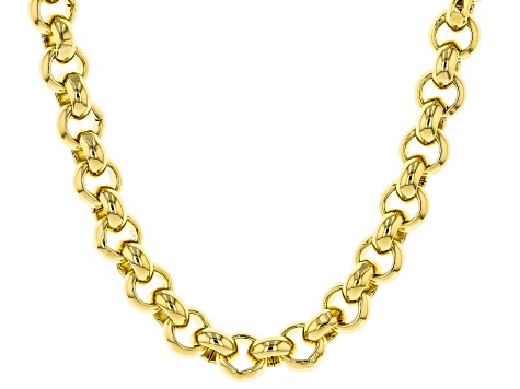 18k Yellow Gold Over Bronze 9.5mm Rolo 21 Inch Chain