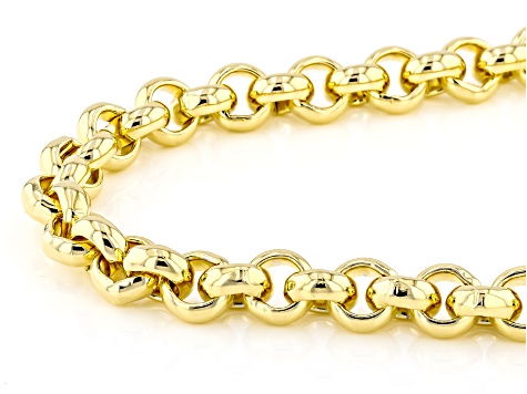 18k Yellow Gold Over Bronze 9.5mm Rolo 21 Inch Chain