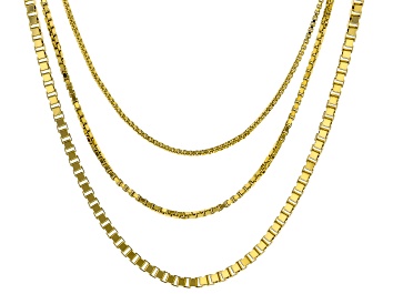 Picture of 18k Yellow Gold Over Bronze Multi-Row Box Link 20.5 Inch Necklace