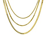 18k Yellow Gold Over Bronze Multi-Row Box Link 20.5 Inch Necklace