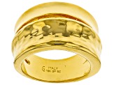 18k Yellow Gold Over Bronze Textured Band Ring