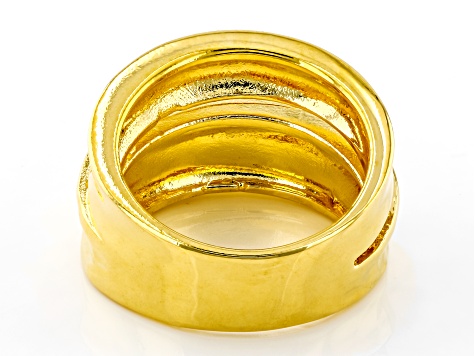 18k Yellow Gold Over Bronze Textured Band Ring