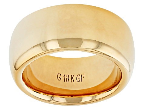 18k Yellow Gold Over Bronze 10mm Comfort Fit Band Ring