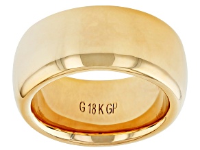 18k Yellow Gold Over Bronze 10mm Comfort Fit Band Ring