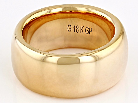 18k Yellow Gold Over Bronze 10mm Comfort Fit Band Ring