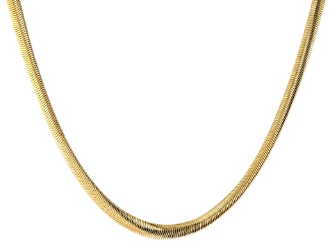 18k Yellow Gold Over Bronze Solid 6mm Diamond-Cut Serpentine 20 Inch Chain