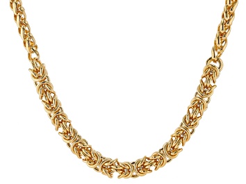 Picture of 18k Yellow Gold Over Bronze Graduated Byzantine 20 Inch Chain