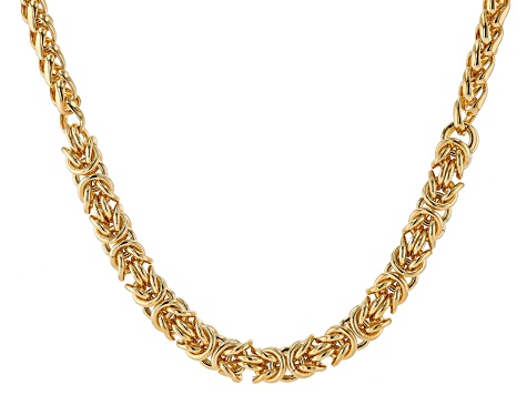 18k Yellow Gold Over Bronze Graduated Byzantine 20 Inch Chain