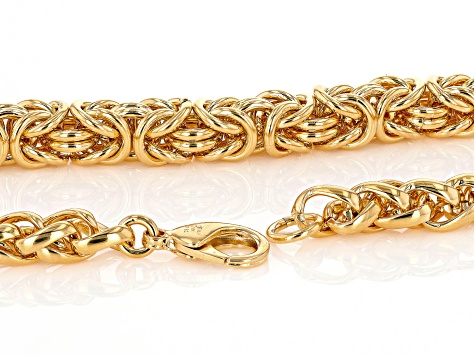 18k Yellow Gold Over Bronze Graduated Byzantine 20 Inch Chain