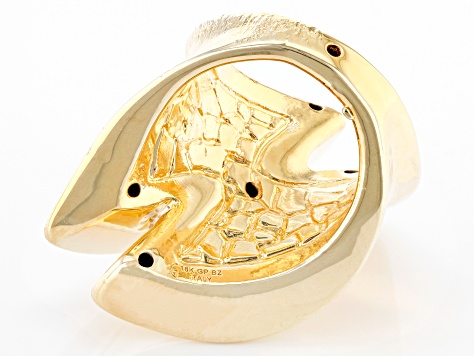 18K Yellow Gold Over Bronze Statement Ring