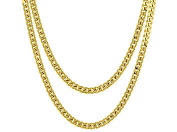 Picture of 18k Yellow Gold Over Bronze 3.9mm Curb 18 & 20 Inch Chain Set of 2