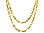 18k Yellow Gold Over Bronze 3.9mm Curb 18 & 20 Inch Chain Set of 2