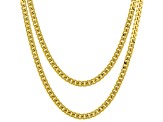 18k Yellow Gold Over Bronze 3.9mm Curb 18 & 20 Inch Chain Set of 2