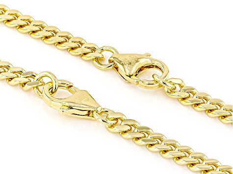 18k Yellow Gold Over Bronze 3.9mm Curb 18 & 20 Inch Chain Set of 2