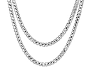 Platinum Over Bronze 3.9mm Curb 18 & 20 Inch Chain Set of 2