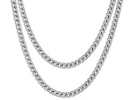 Platinum Over Bronze 3.9mm Curb 18 & 20 Inch Chain Set of 2