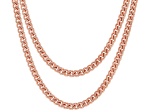 18k Rose Gold Over Bronze 3.9mm Curb 18 & 20 Inch Chain Set of 2