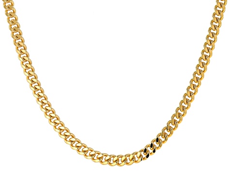 18k Yellow Gold Over Bronze 6mm Curb 18 Inch Chain