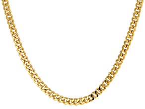 18k Yellow Gold Over Bronze 6mm Curb 18 Inch Chain