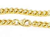 18k Yellow Gold Over Bronze 6mm Curb 20 Inch Chain